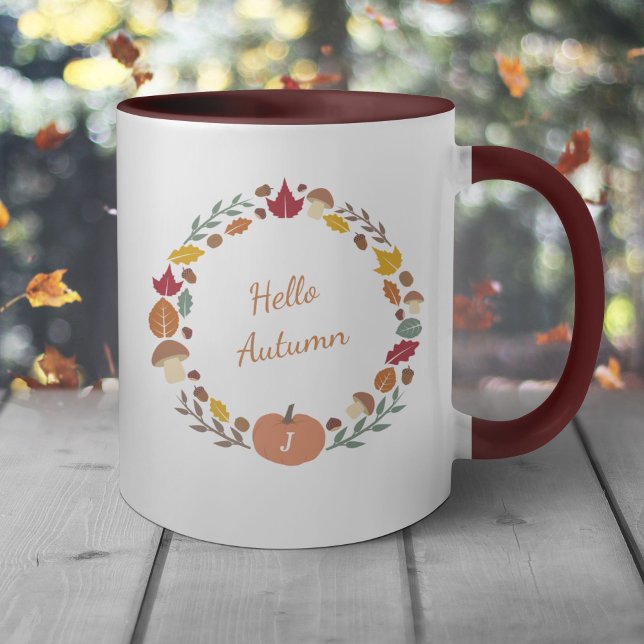 Tasse der Herbstschrift (Autumn Wreath Monogram Mug)