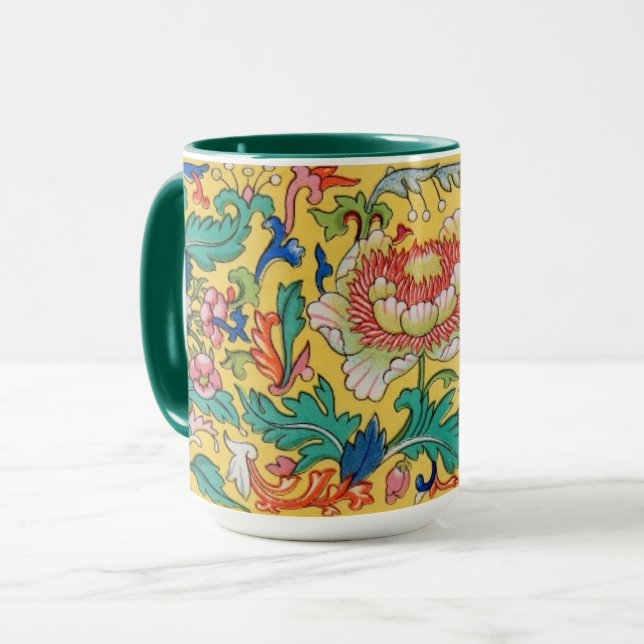 Tasse der Keramik asiatischer Blume (Vorderseite Links)