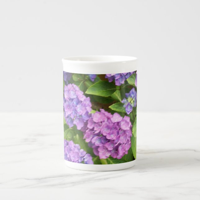 Tasse der Knochen-China in Blau und Rosa (Vorderseite)
