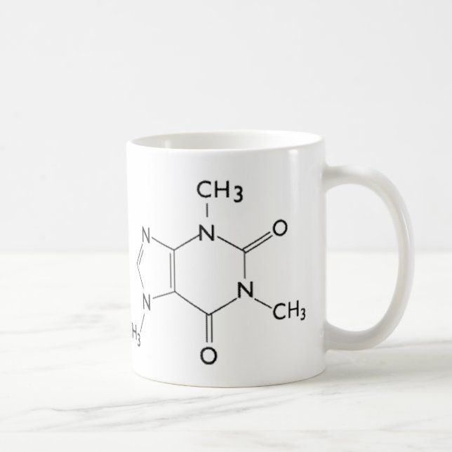 Tasse der Koffeinchemikalienstruktur (Rechts)