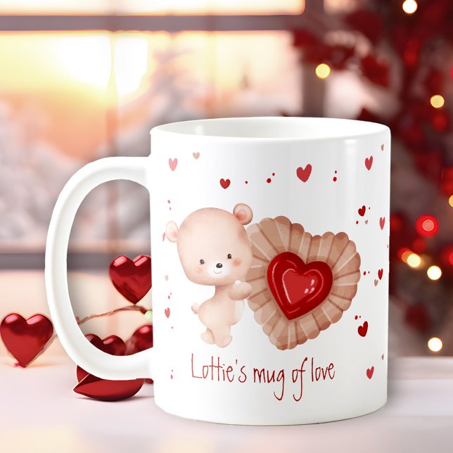 Tasse der Liebe Niedlich Teddy Bären Keks Herz Val (Mug Of Love Cute Teddy Bear Cookie Heart Valentine)