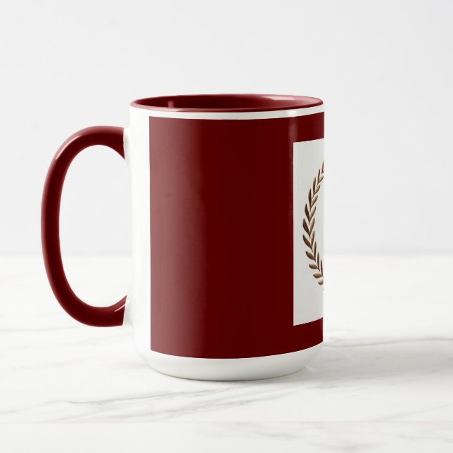 Tasse der Maroon-Farbe mit Monogramm (Links)