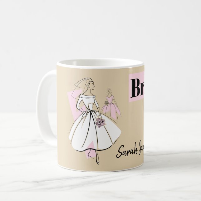 Tasse der neutralen Bridegruppe Bridesmaid Name (Vorderseite Links)