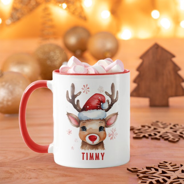 Tasse der niedlichen Kids-Rentiere mit Namen (Kids Christmas Keepsake)