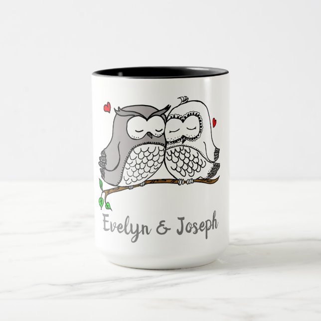 Tasse der personalisierten Owls Liebe (Zentrum)