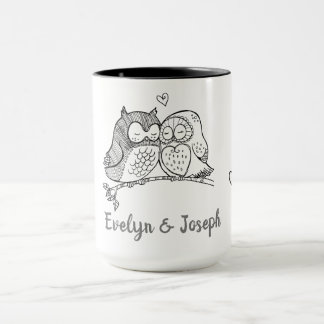 Tasse der personalisierten Owls Liebe