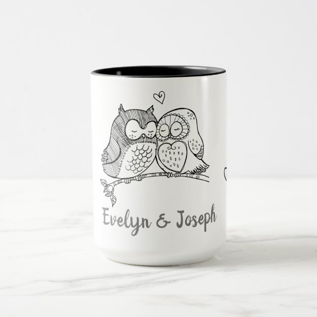 Tasse der personalisierten Owls Liebe (Zentrum)