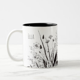 Tasse der personalisierten Wildblume mit der Schri