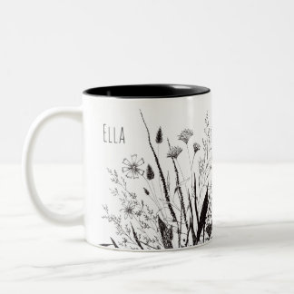 Tasse der personalisierten Wildblume mit der Schri