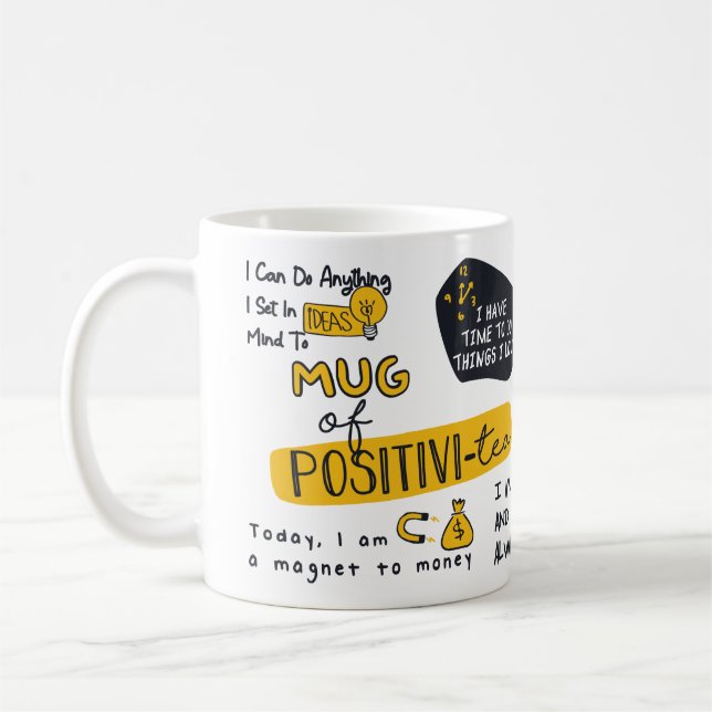Tasse der Positivität, motivierend und inspirieren (Links)