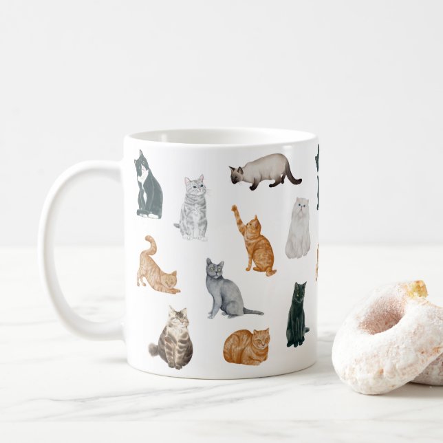 Tasse der spielerischen Katzen (Mit Donut)