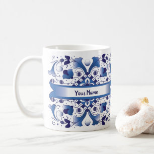 Tasse der Teppiche in Blau und Weiß