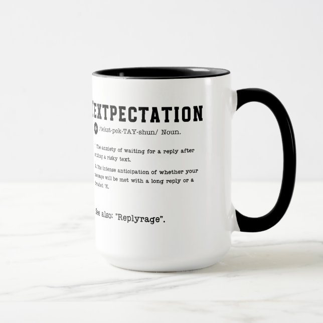 Tasse der Textauswertung - Gewartet für eine Texta (Rechts)