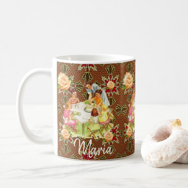 Tasse der viktorianischen Rose (Mit Donut)