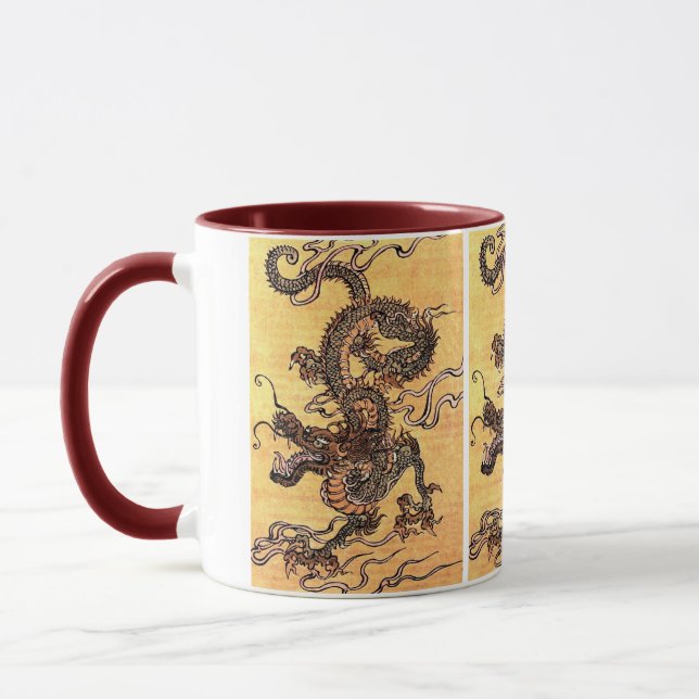 Tasse der Vintagen Dragon Tapestry-Keramik (Links)