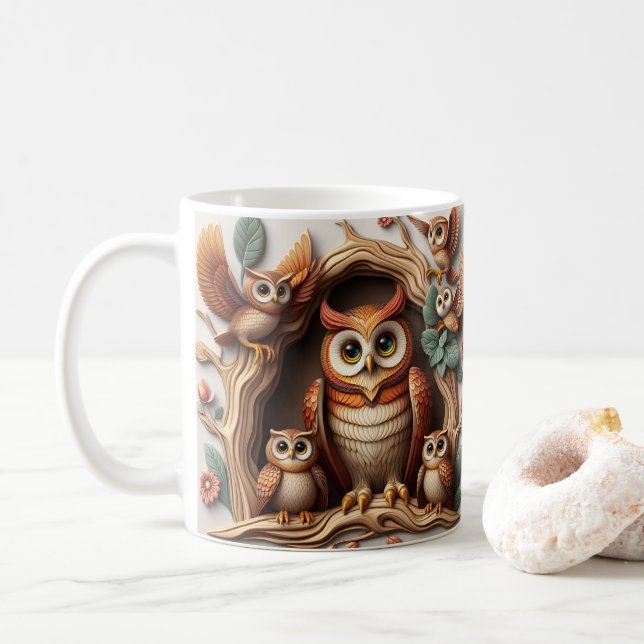 Tasse der Vogelfamilie: Ein Haufen eines Geschenks (Mit Donut)