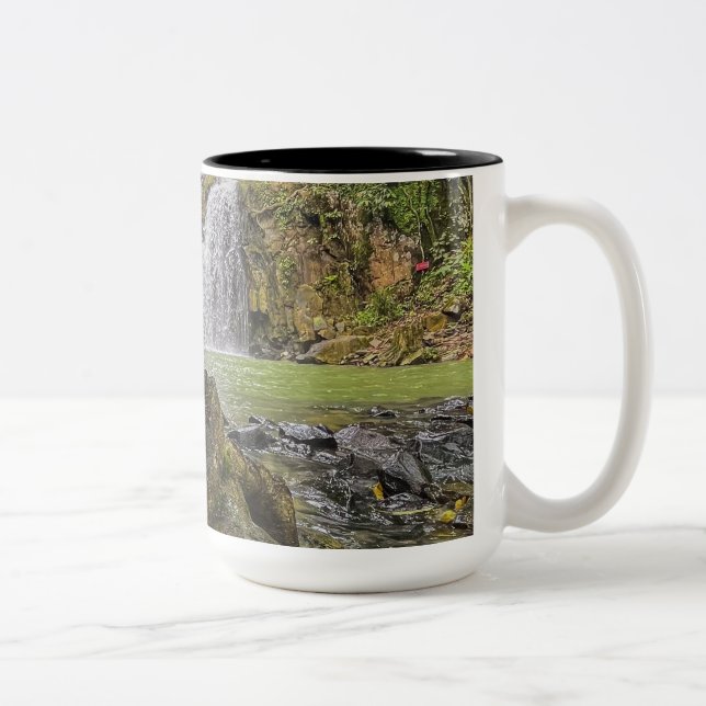Tasse der Wasserfall-Oase - Grünwälder und Felsens (Rechts)