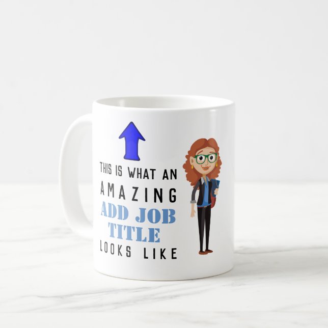 Tasse der weiblichen Karikatur - Beruf JOB Glasses (Vorderseite Links)