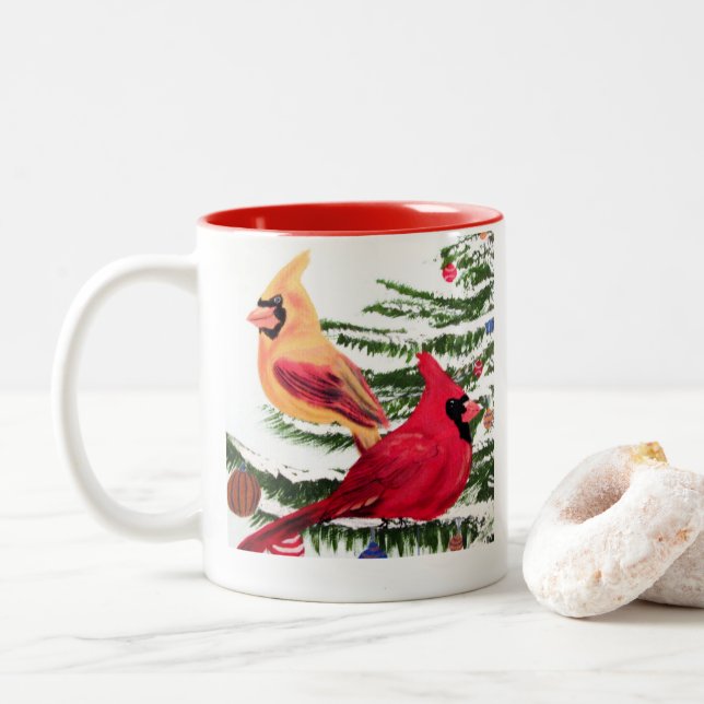 Tasse der Weihnachtszeit-Kardinal durch JML (Mit Donut)