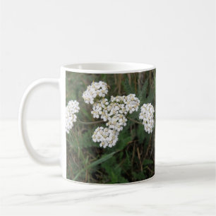 Tasse der weißen Wildblumen