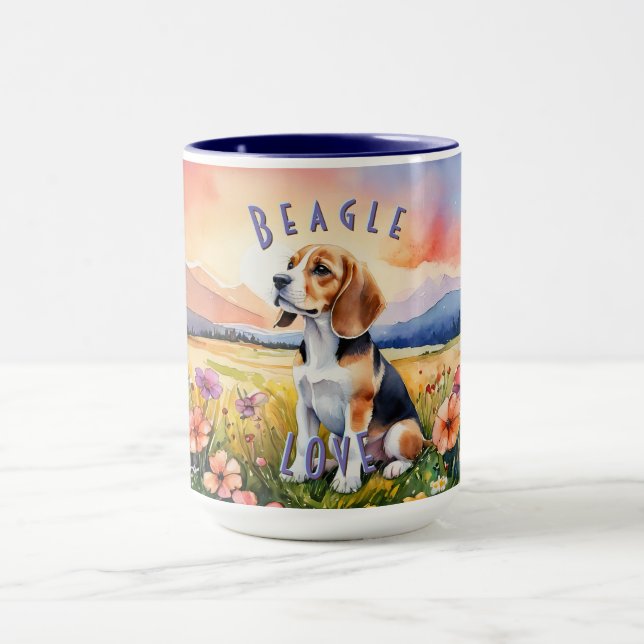 Tasse des Beagle, individuelle Sonnenaufgang der l (Zentrum)