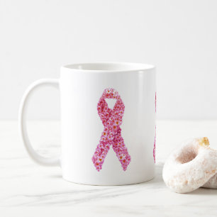 Tasse des Brustkrebses Blumenrosa-Ribbon