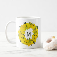 Tasse des handgemalten Lemon Wreath Monogrammes