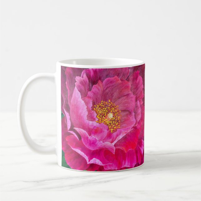Tasse des Kaffees - Hellrosa Kaktus Blume (Links)