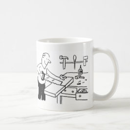 Tasse des Kaffees mit einer Illustration des Zimme