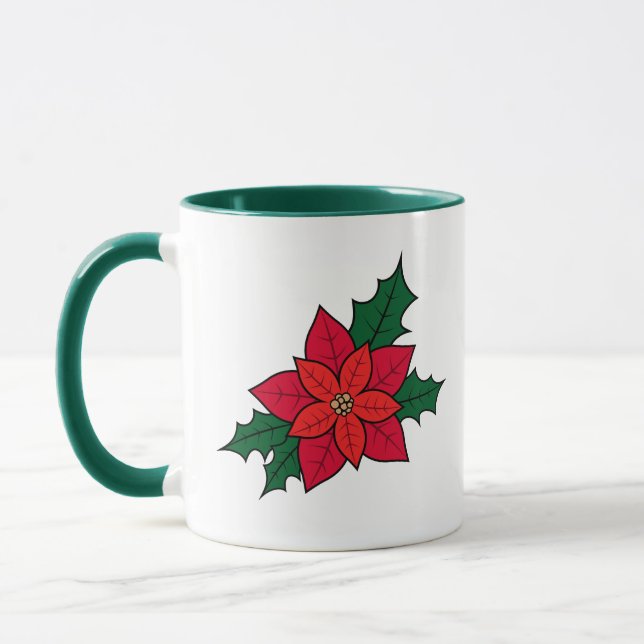 Tasse des Kaffees mit Weihnachtsweihnachtscreme (Links)