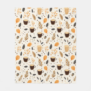 Tasse des Kaffees Thema mit Blätter Fleece Blanket