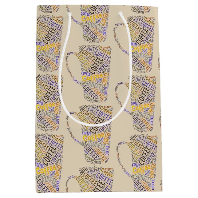 Tasse des Kaffees Word Art II Mittlere Geschenktüte (Vorderseite)