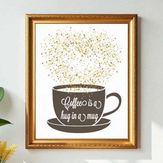 Tasse des Kaffees Zitat Art Brown White Spaß Poster (Von Creator hochgeladen)