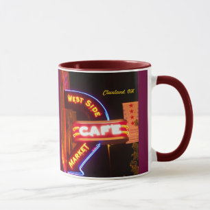Tasse des Markt-Café-Zeichen-Neon-(Cleveland)