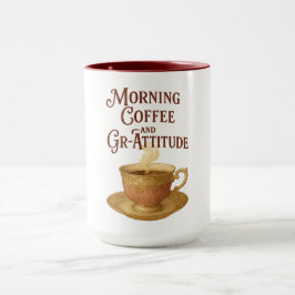Tasse des Morgenkaffees und der Gr-Attitude
