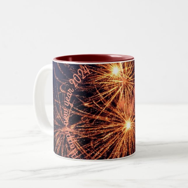 Tasse des neuen Jahres 2024 rosa (Vorderseite Links)