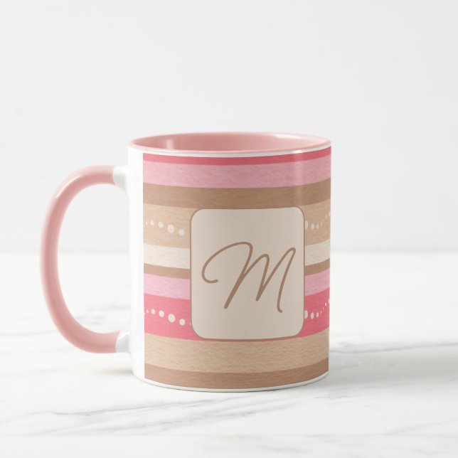 Tasse des Pastellmusters für Monogramm und Streife (Links)