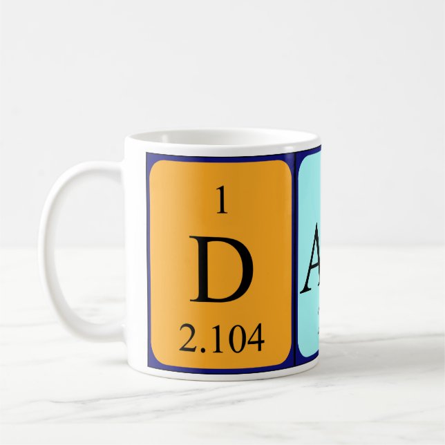 Tasse des periodischen Tabellennamens Damin (Links)