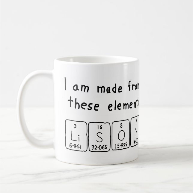 Tasse des periodischen Tabellennamens Lison (Links)