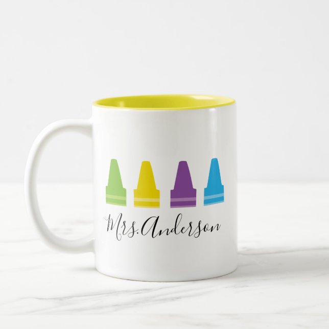 Tasse des personalisierten Crayon-Lehrers, Tasse d (Links)