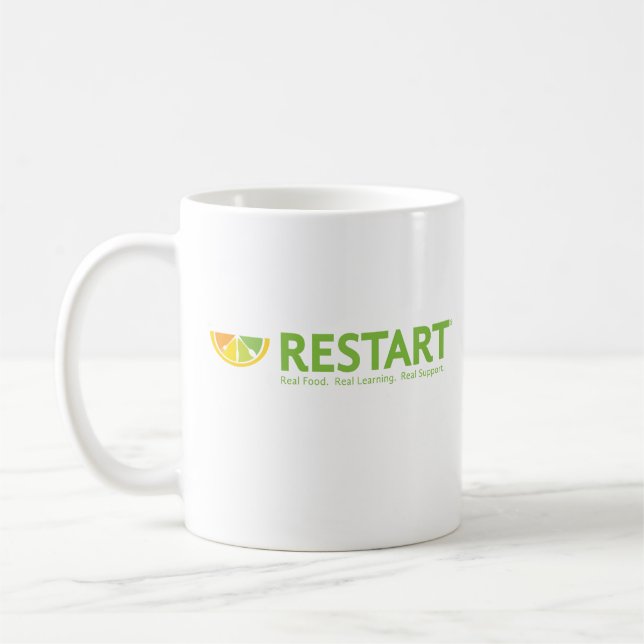 Tasse des RESTART-Logos (Links)