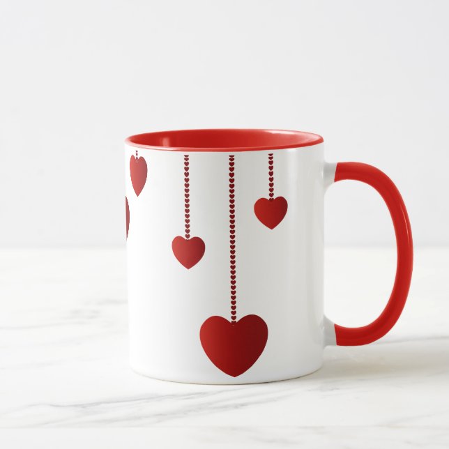 Tasse des Valentines Tagesmit Herzen (Rechts)