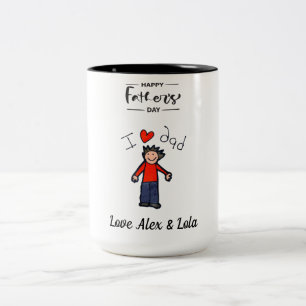 Tasse des Vaters. Personalisierte Namen.