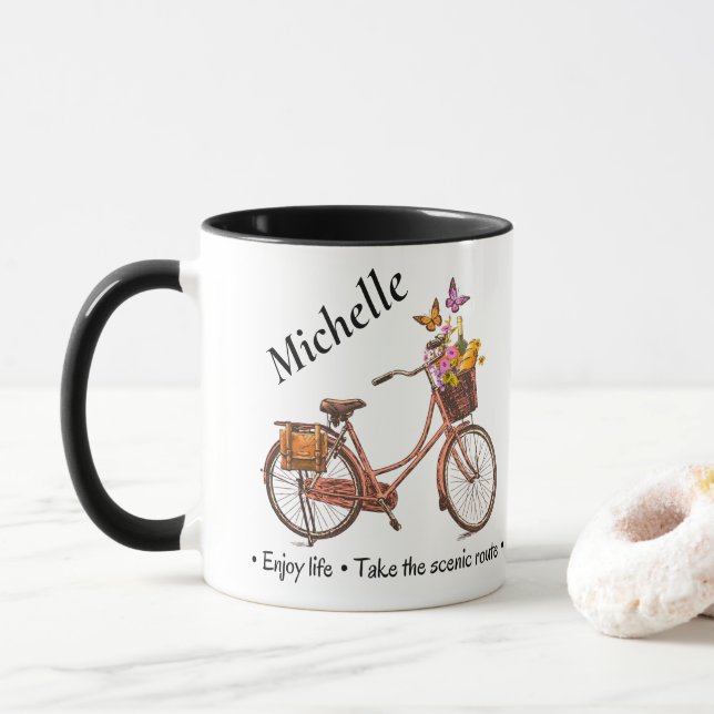 Tasse des Vintagen Fahrradkurses (Mit Donut)
