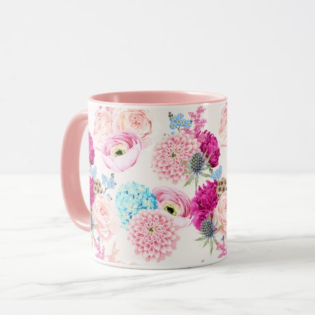 Tasse des weiblichen Blumenmusters (Vorderseite Links)