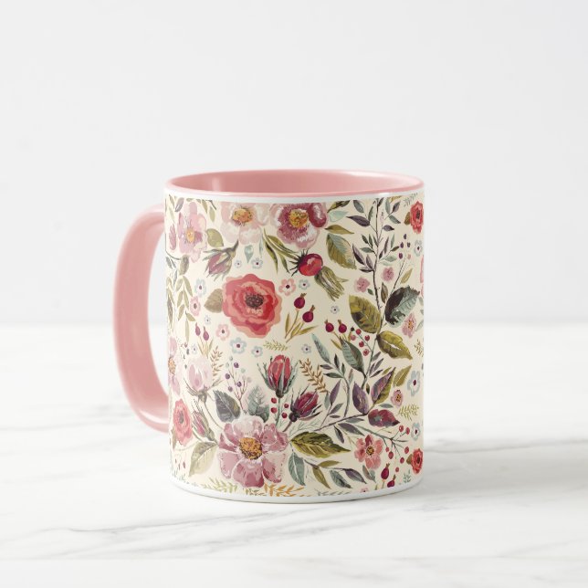 Tasse des weiblichen Blumenmusters (Vorderseite Links)