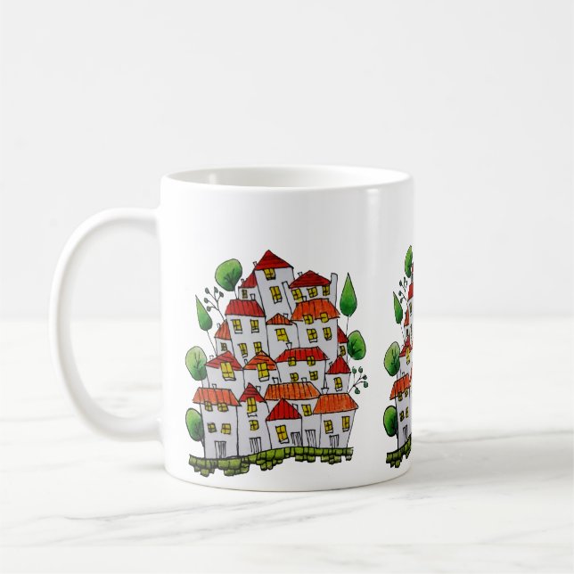 Tasse des Whimsikhauses (Doodle - von Hand gezeich (Links)