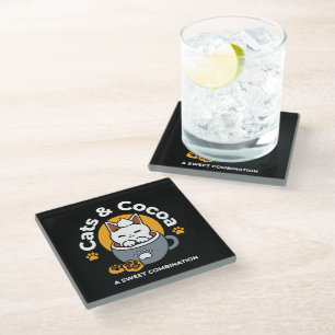 Tasse-Design für Ferien mit gemütlichen Cat- und P Glasuntersetzer