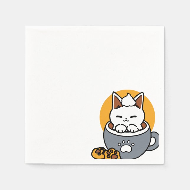 Tasse-Design für Ferien mit gemütlichen Cat- und P Serviette (Vorderseite)