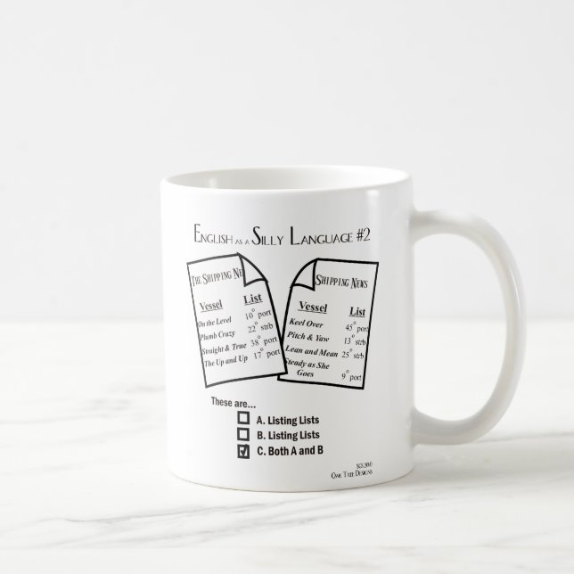 Tasse "Englisch als albernes Auflistung der (Rechts)
